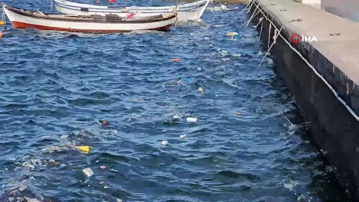 Bandırma'da lodos etkili oldu, sahili çöp bastı