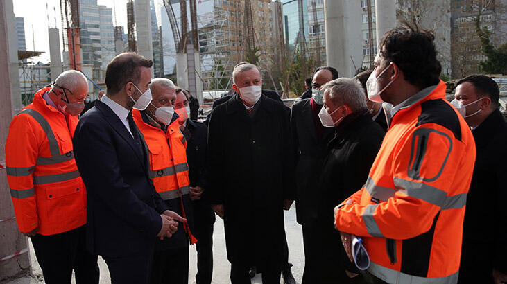 Cumhurbaşkanı Erdoğan, yapımı devam eden Levent Camisi'ni inceledi