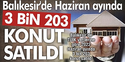 Balıkesir'de Haziran ayında 3 bin 203 konut satıldı
